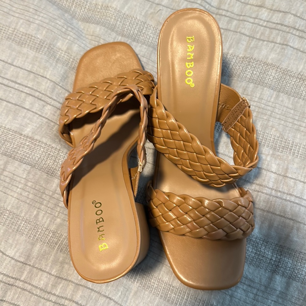 Bamboo heels, tan/nude color, size 10. Brand new!!